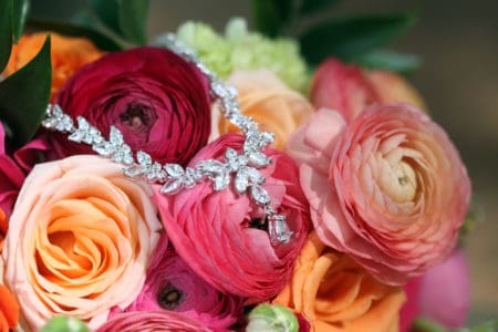 wedding flower bouquet and necklace